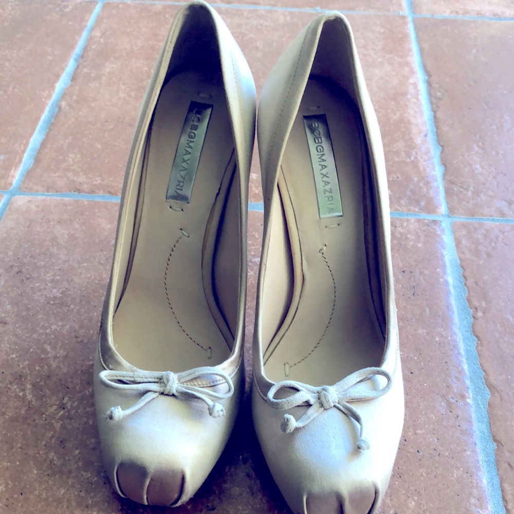 High Satin pumps, leather sole
